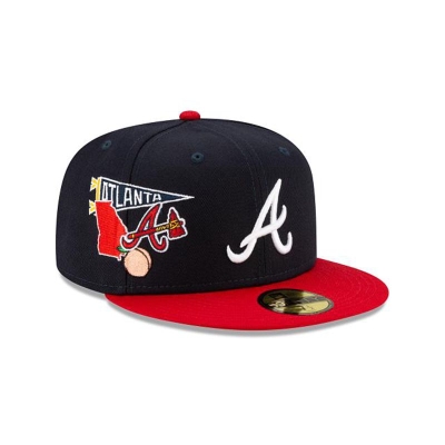 Blue Atlanta Braves Hat - New Era MLB City Patch 59FIFTY Fitted Caps USA8127945